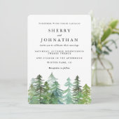 Hochzeit im Wasserfarbenwald Einladung (Stehend Vorderseite)