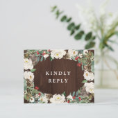 Hochzeit im Winter Aquarellblumen RSVP Postkarte (Stehend Vorderseite)