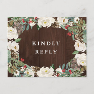 Hochzeit im Winter Aquarellblumen RSVP Postkarte