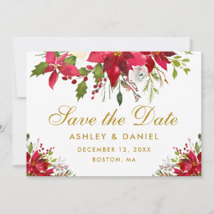 Hochzeit im Winter mit Poinsettien in Floral Gold Save The Date