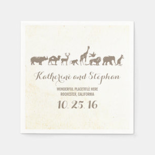 Hochzeit im Zoo oder Safari Serviette
