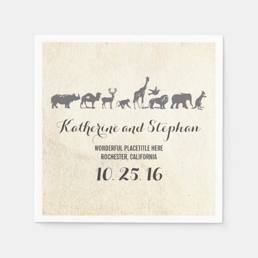 Hochzeit im Zoo oder Safari Serviette (Vorderseite)