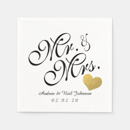 Hochzeit Imitate Gold Foil Herz Elegant Mr. and Mr Serviette
