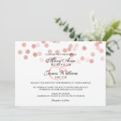 Hochzeit Imitate Rose Gold Foil Glitzer Lichter Einladung (Stehend Vorderseite)