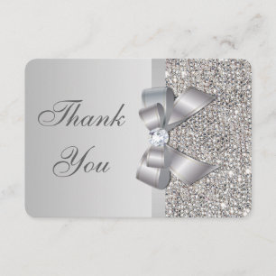 Hochzeit Imitate Silver Sequins Bow Vielen Dank Dankeskarte