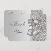 Hochzeit Imitate Silver Sequins Bow Vielen Dank Dankeskarte (Vorne/Hinten)