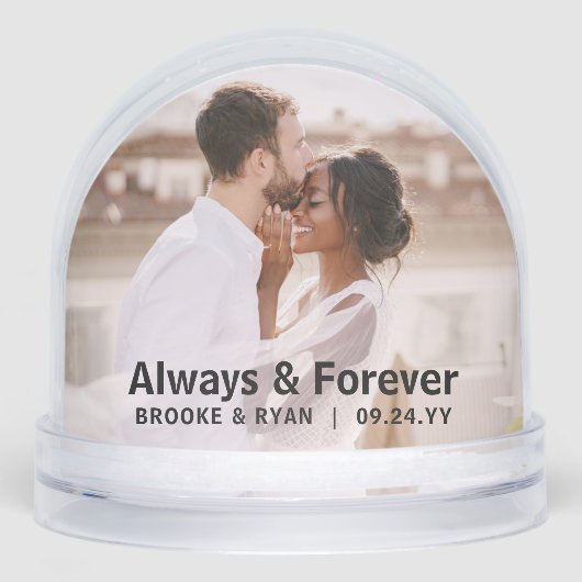 Hochzeit immer und für immer beliebtes Foto Schneekugeln (Vorderseite)