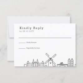 Hochzeit in Amsterdam | Stilisierte Skyline-UAWG RSVP Karte