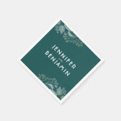 Hochzeit in aquamarinen und Goldblättern Serviette (Ecke)