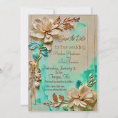 Hochzeit in aquamariner und beige Blume Save The Date (Vorderseite)