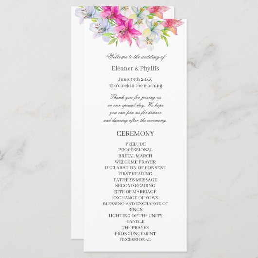 Hochzeit in Aquarellfarben Programm (Vorne/Hinten)