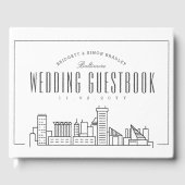 Hochzeit in Baltimore | Moderner Deko Skyline Gästebuch (Vorderseite)
