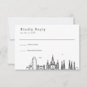 Hochzeit in Barcelona | Stilisierte Skyline-UAWG RSVP Karte (Vorderseite)