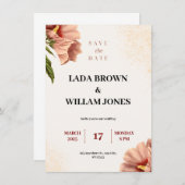 Hochzeit in Beige und Braun Einladung (Vorne/Hinten)