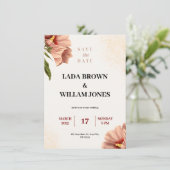 Hochzeit in Beige und Braun Einladung (Stehend Vorderseite)