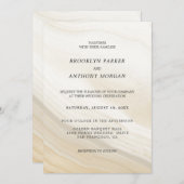 Hochzeit in Beige und Graumarmor Einladung (Vorne/Hinten)