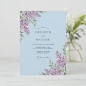 Hochzeit in Blassviolettem Flieder Eukalyptus Einladung (Stehend Vorderseite)