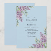 Hochzeit in Blassviolettem Flieder Eukalyptus Einladung (Vorne/Hinten)