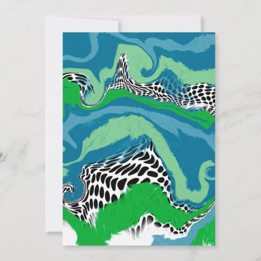 Hochzeit in Blau, Grün und Weiß Einladung (Rückseite)