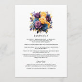 Hochzeit in Blau, Lila, Gold und Schwarz Menükarte (Rückseite)