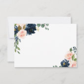 Hochzeit in blau und rot-rosa Blumenriesen RSVP Karte (Rückseite)