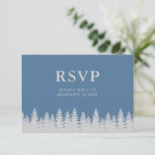 Hochzeit in Blau und Silber mit Mahlzeiten RSVP Karte (Stehend Vorderseite)