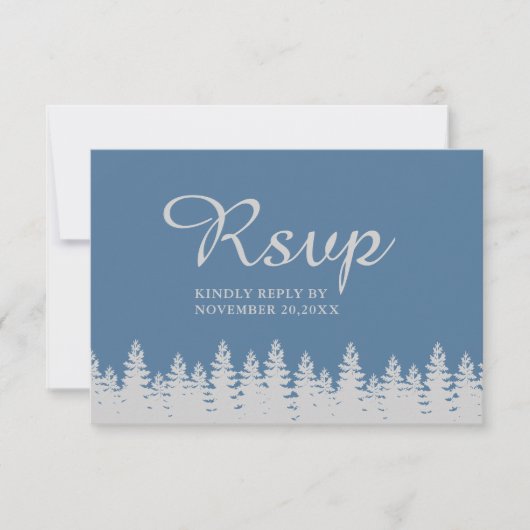 Hochzeit in Blau und Silber mit Mahlzeiten RSVP Karte (Vorderseite)