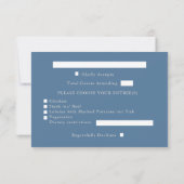 Hochzeit in Blau und Silber mit Mahlzeiten RSVP Karte (Rückseite)