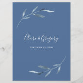 Hochzeit in Blau und Weiß Menükarte (Rückseite)