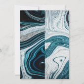 Hochzeit in Blau und Weiß mit Marmorwellen Einladung (Rückseite)