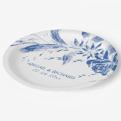 Hochzeit in Blau und Weiß Pappteller (Schrägansicht)