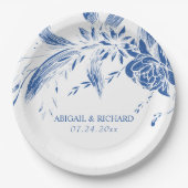 Hochzeit in Blau und Weiß Pappteller (Vorderseite)