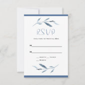 Hochzeit in Blau und Weiß RSVP Karte (Vorderseite)
