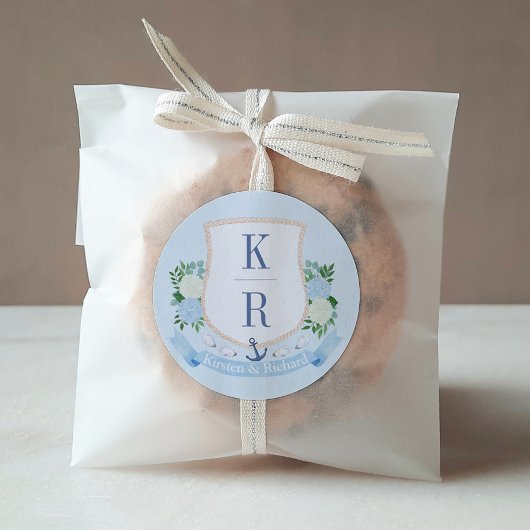 Hochzeit in Blau und Weiß Runder Aufkleber