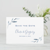 Hochzeit in Blau und Weiß Save The Date (Stehend Vorderseite)