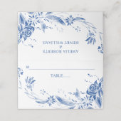 Hochzeit in Blau-Weiß-Blume Platzkarte (Außenseite Aufgefaltet)