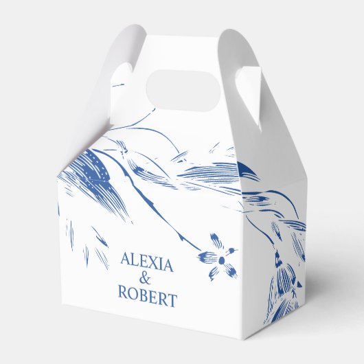 Hochzeit in blauen und weißen Blumengärten Geschenkschachtel (Vorderseite)
