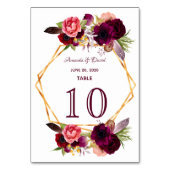 Hochzeit in Bordeaux Tischnummer (Vorderseite)