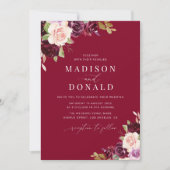 Hochzeit in Bordeaux und Rosa Einladung (Vorderseite)