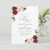 Hochzeit in Bordeaux und Rosa Einladung (Stehend Vorderseite)