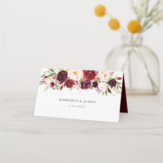 Hochzeit in Bordeaux und Rosa Platzkarte (Rückseite)