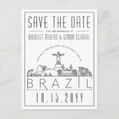 Hochzeit in Brasilien | Stilisierte Skyline Save t Postkarte (Vorderseite)