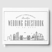 Hochzeit in Brooklyn | Moderner Deko Skyline Gästebuch (Vorderseite)