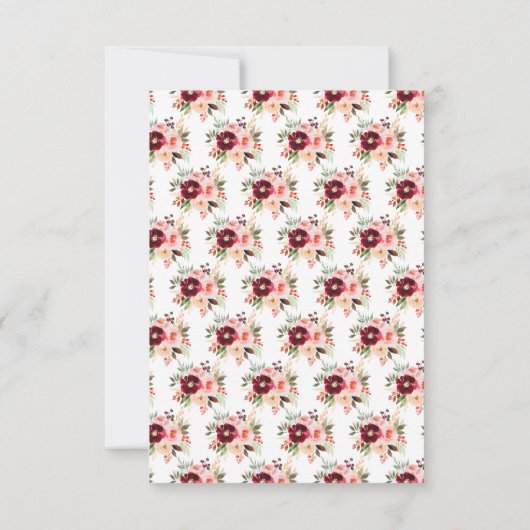 Hochzeit in Burgund Rot und Rosa RSVP Karte (Rückseite)