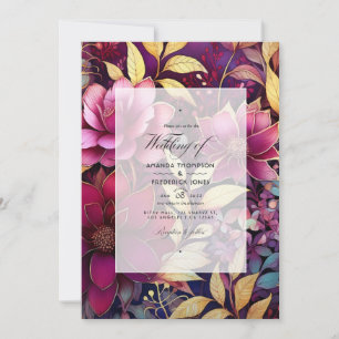 Hochzeit in Burgund und Gold Einladung