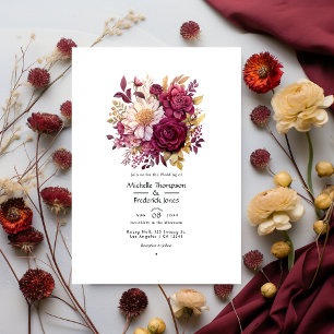 Hochzeit in Burgund und Gold Einladung