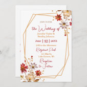 Hochzeit in Burgund und Gold Einladung (Vorne/Hinten)