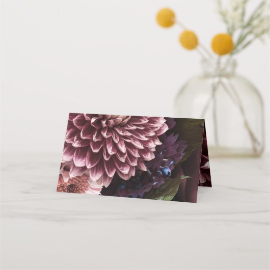 Hochzeit in Burgund und Rosa Platzkarte (Rückseite)