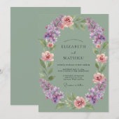 Hochzeit in Celadon-Amethyst-Optik Einladung (Vorne/Hinten)