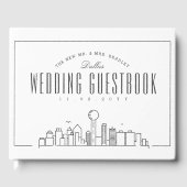 Hochzeit in Dallas | Moderner Deko Skyline Gästebuch (Vorderseite)